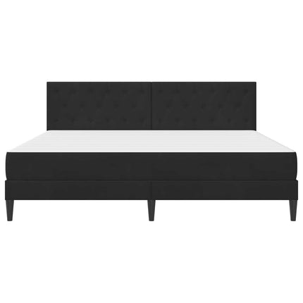 Sengeramme med madras med hovedgærde Sort 200 x 200 cm Fløjl