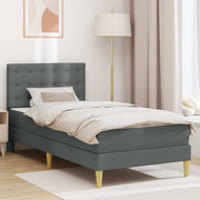 Sengeramme med madras med hovedgærde Mørkegrå 100 x 200 cm Stof