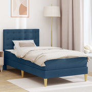 Sengeramme med madras med hovedgærde Blå 100 x 200 cm Stof