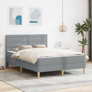 Sengeramme med madras med hovedgærde Lysegrå 140 x 190 cm Stof