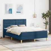 Sengeramme med madras med hovedgærde Blå 140 x 190 cm Stof