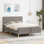 Sengeramme med madras med hovedgærde Gråbrun 160 x 200 cm Stof