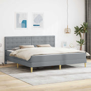 Sengeramme med madras med hovedgærde Lysegrå 180 x 200 cm Stof