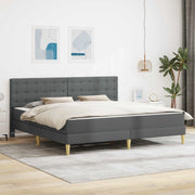 Sengeramme med madras med hovedgærde Mørkegrå 180 x 200 cm Stof