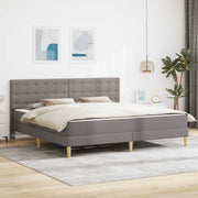 Sengeramme med madras med hovedgærde Gråbrun 180 x 200 cm Stof