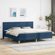 Sengeramme med madras med hovedgærde Blå 180 x 200 cm Stof