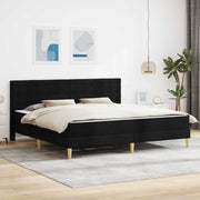 Sengeramme med madras med hovedgærde Sort 200 x 200 cm Stof
