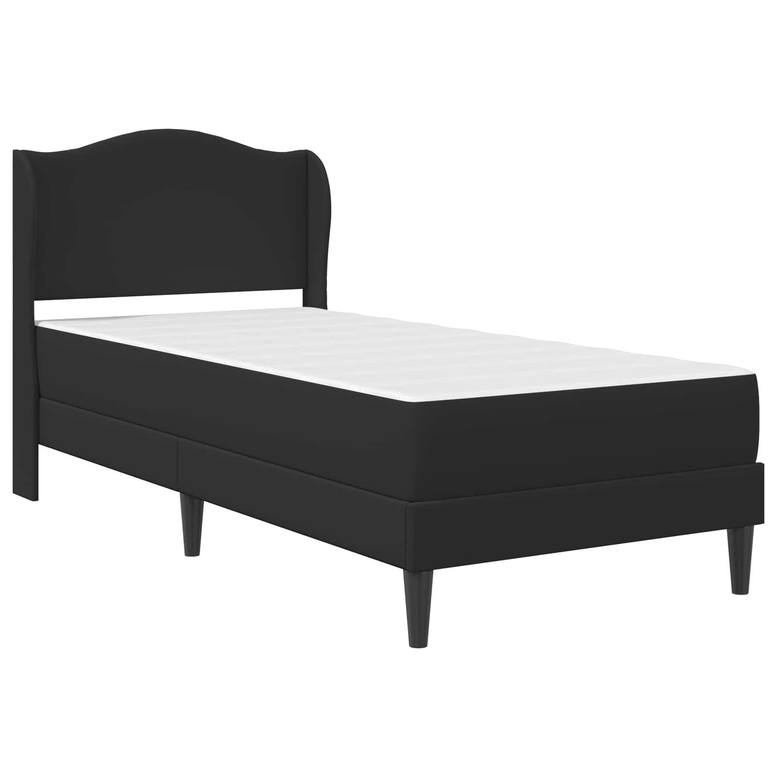 Sengestel med hovedgærde Sort 90 x 200 cm Kunstlæder