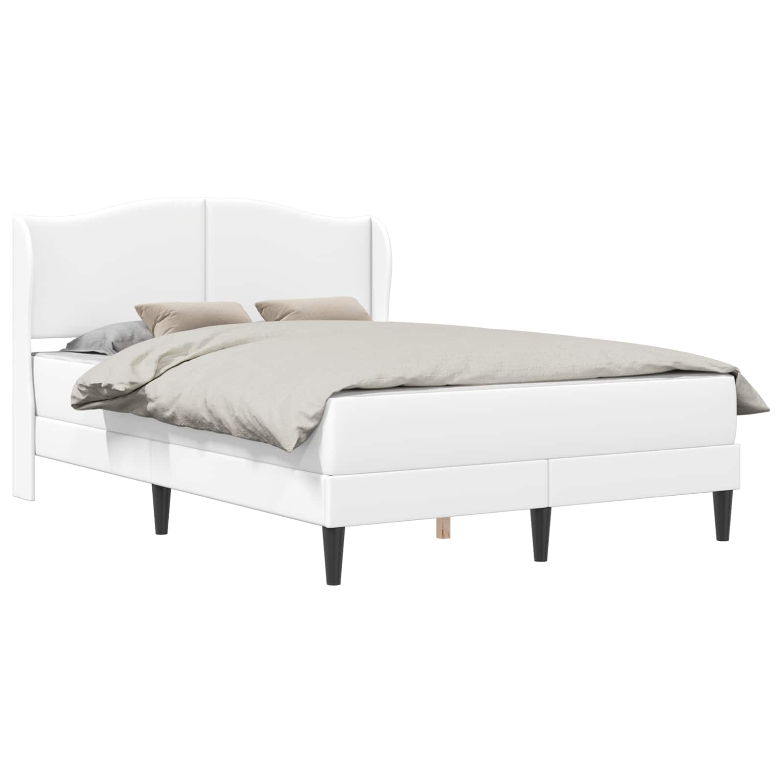 Sengestel med hovedgærde Hvid 140 x 190 cm Kunstlæder
