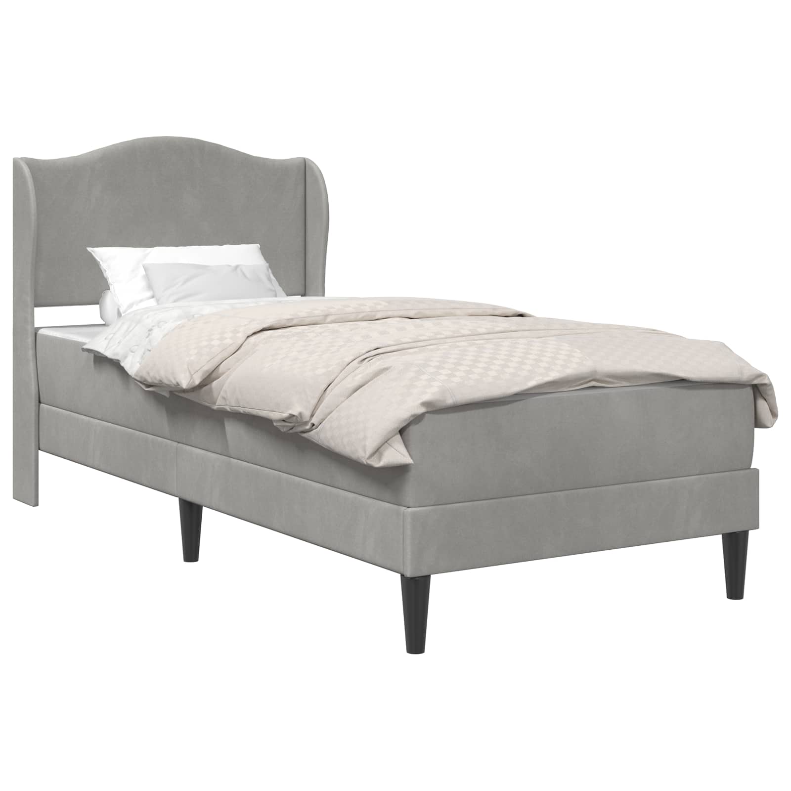 Sengestel med hovedgærde 2 pcs Lysegrå 90 x 190 cm Fløjl