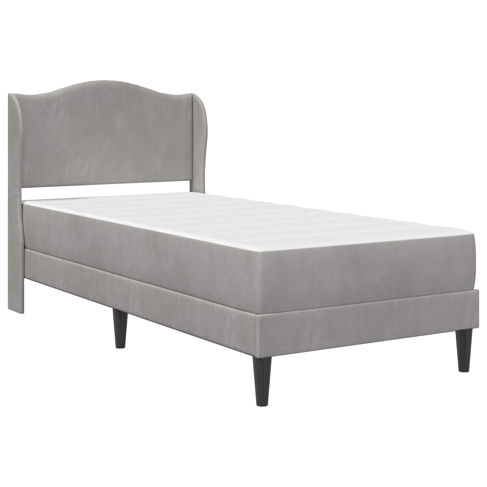Sengestel med hovedgærde 2 pcs Lysegrå 90 x 190 cm Fløjl