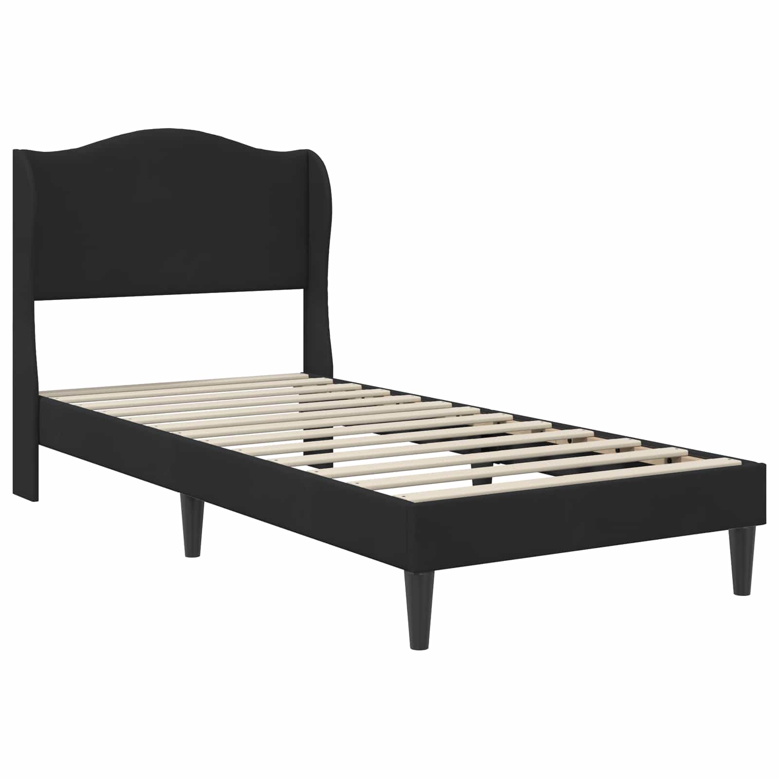 Sengestel med hovedgærde Sort 90 x 190 cm Fløjl