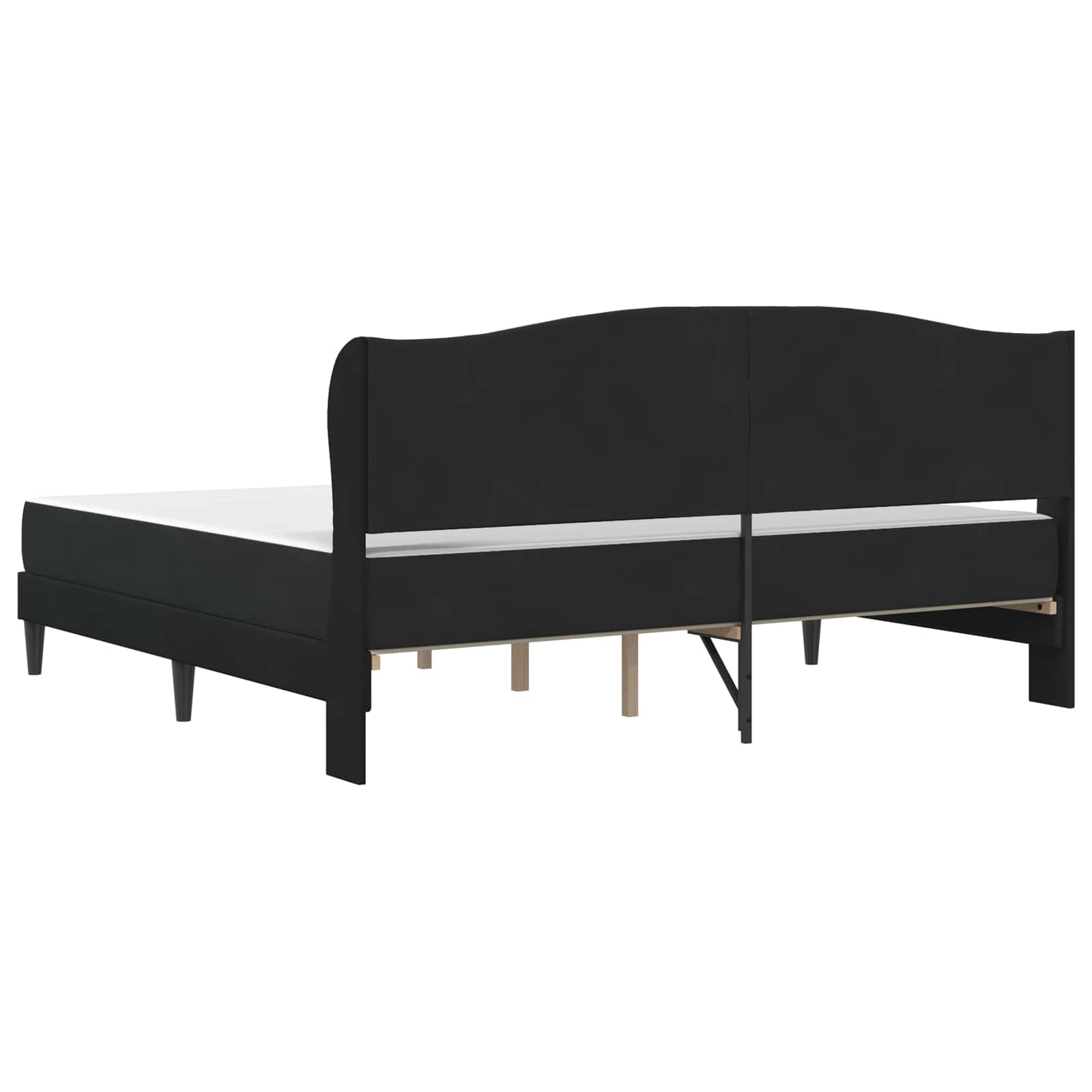 Sengestel med hovedgærde Sort 200 x 200 cm Fløjl
