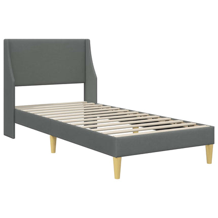 Sengeramme med madras med hovedgærde Mørkegrå 90 x 190 cm Stof