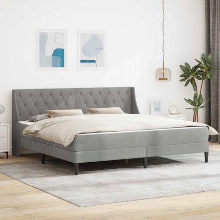 Sengeramme med madras med hovedgærde Lysegrå 180 x 200 cm Fløjl