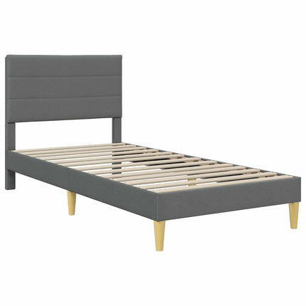Sengeramme med madras med hovedgærde Mørkegrå 90 x 190 cm Stof
