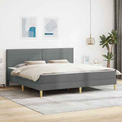 Sengeramme med madras med hovedgærde Mørkegrå 180 x 200 cm Stof