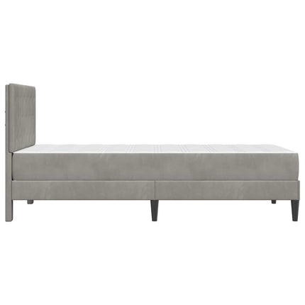 Sengeramme med madras med hovedgærde Lysegrå 90 x 190 cm Fløjl