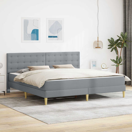 Sengeramme med madras med hovedgærde Lysegrå 180 x 200 cm Stof