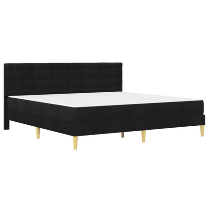 Sengeramme med madras med hovedgærde Sort 180 x 200 cm Stof