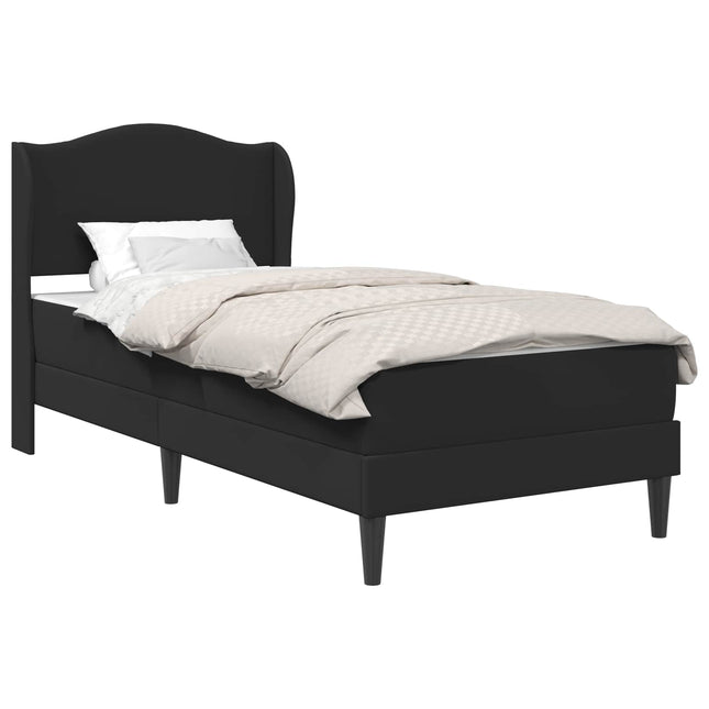 Sengestel med hovedgærde Sort 90 x 190 cm Kunstlæder
