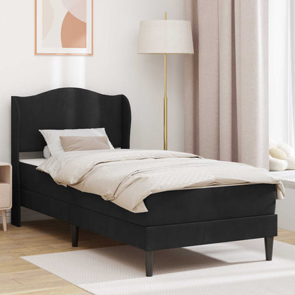 Sengestel med hovedgærde Sort 90 x 190 cm Fløjl
