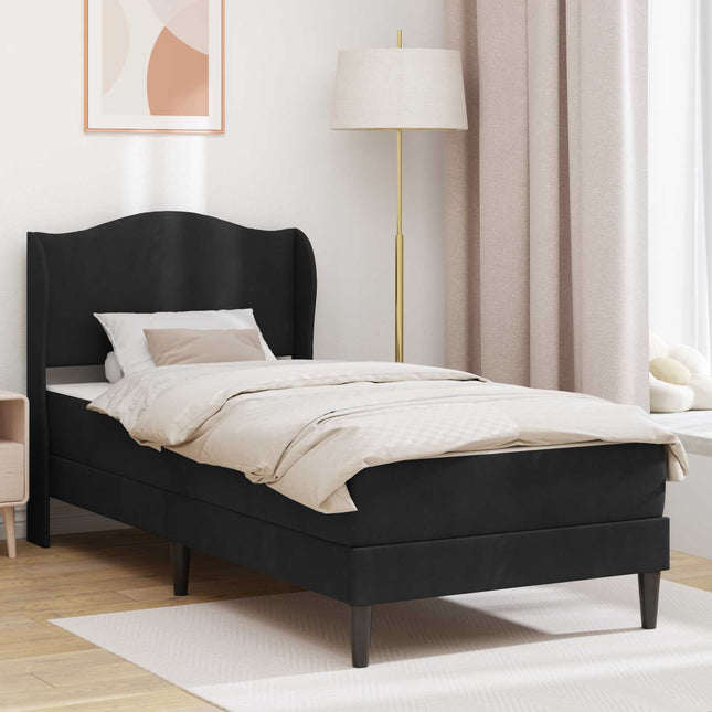 Sengestel med hovedgærde Sort 90 x 190 cm Fløjl