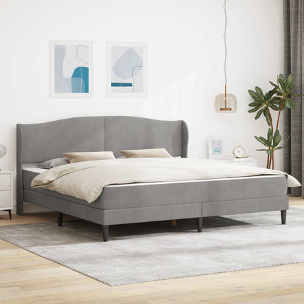 Sengestel med hovedgærde Lysegrå 180 x 200 cm Fløjl