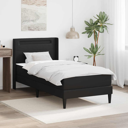Sengestel med LED-lysstrimler Sort 90 x 190 cm Kunstlæder