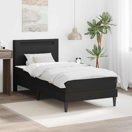 Sengestel med LED-lysstrimler Sort 90 x 190 cm Kunstlæder