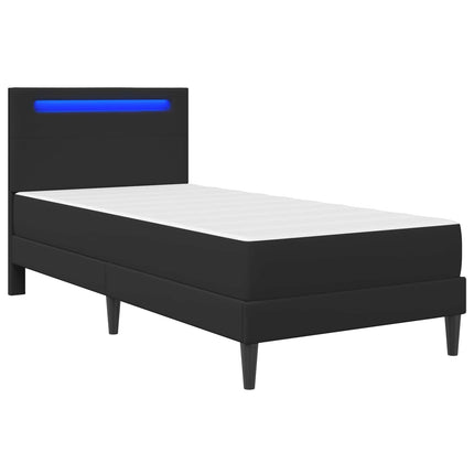 Sengestel med LED-lysstrimler Sort 90 x 190 cm Kunstlæder