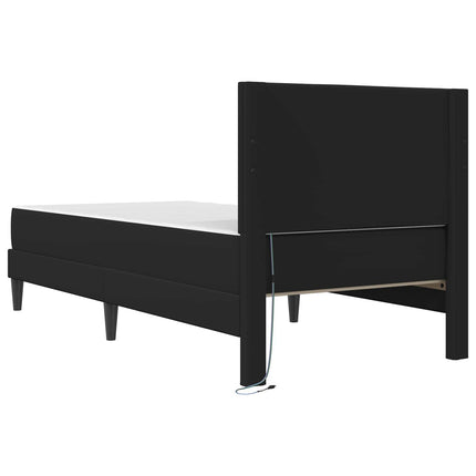 Sengestel med LED-lysstrimler Sort 90 x 190 cm Kunstlæder