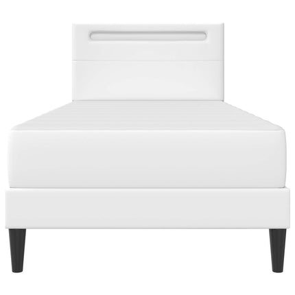 Sengestel med LED-lysstrimler Hvid 90 x 190 cm Kunstlæder