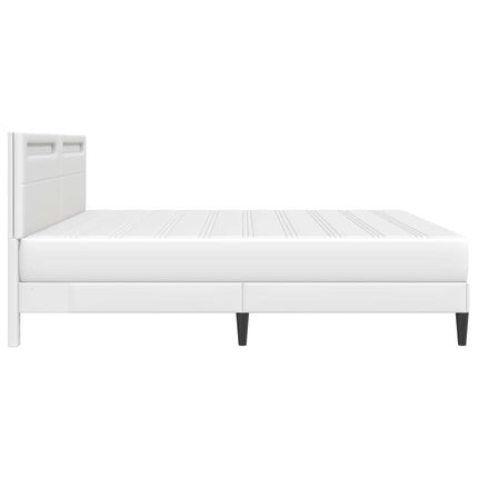 Sengestel med LED-lysstrimler Hvid 180 x 200 cm Kunstlæder