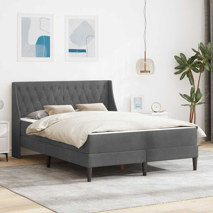 Sengeramme med madras med madras Mørkegrå 137 x 190 cm Fløjl