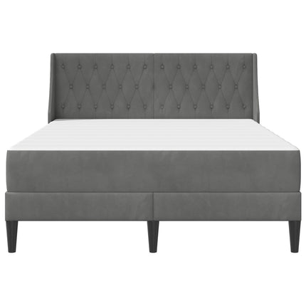 Sengeramme med madras med madras Mørkegrå 137 x 190 cm Fløjl