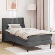 Sengeramme med madras med madras Mørkegrå 90 x 200 cm Fløjl