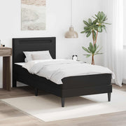 Sengestel med LED-lysstrimler Sort 90 x 190 cm Kunstlæder