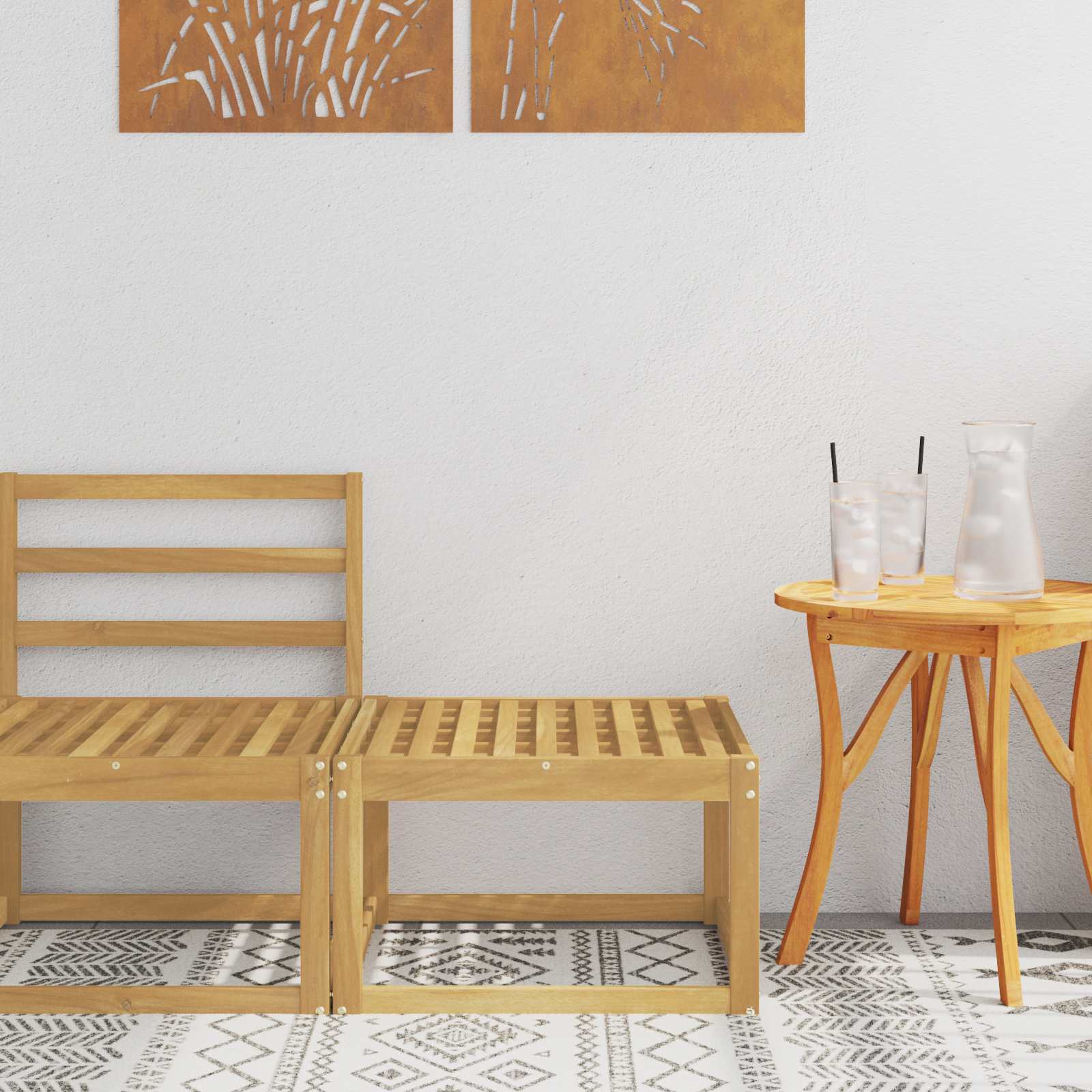 Udendørs Hocker Massivt Akacietræ Hvid 59 x 59 x 37 cm