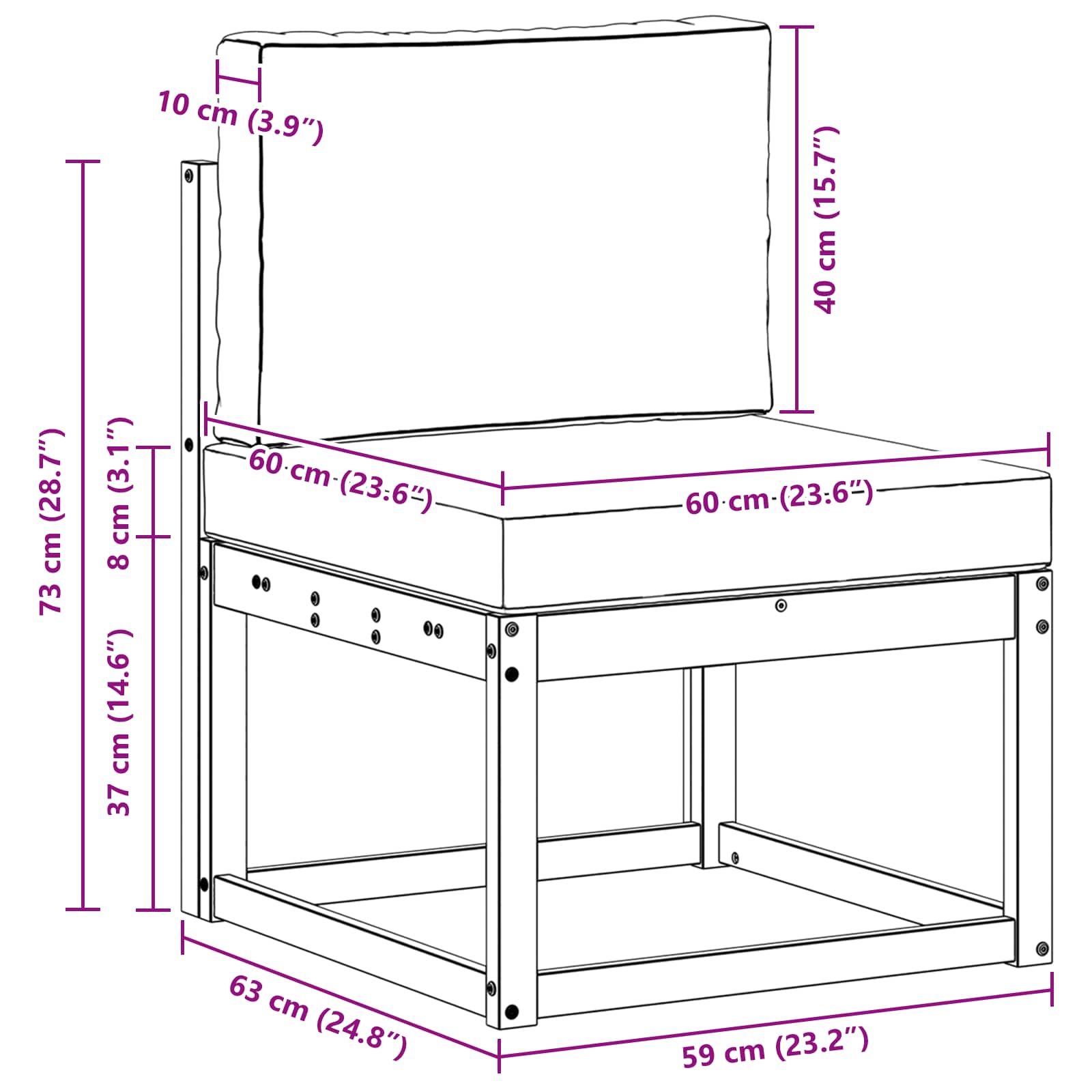 Udendørs sofagruppe Hvid og antracit 59 x 63 x 73 cm