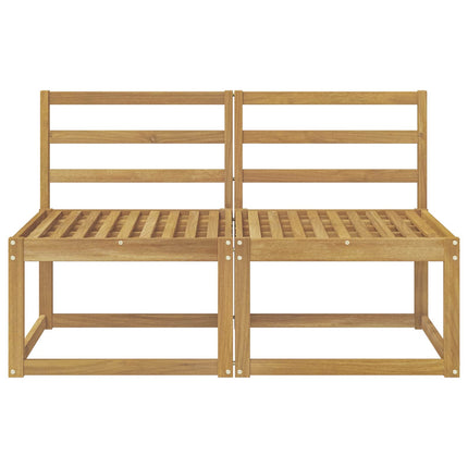 2 Stk Udendørs Mellem Sofa Massivt Akacietræ Hvid