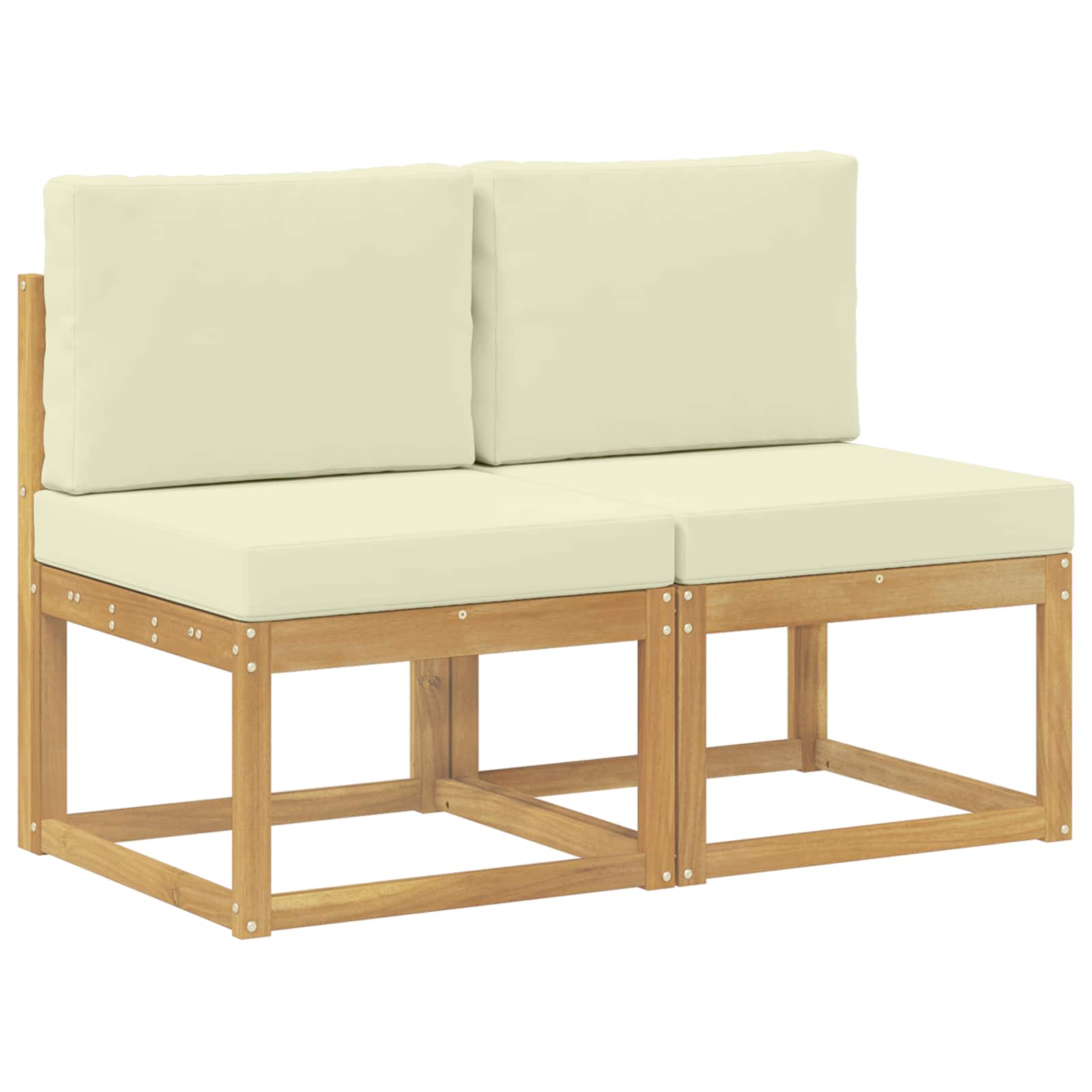 2 Stk Udendørs Mellem Sofa Massivt Akacietræ Hvid