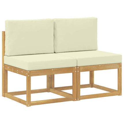 2 Stk Udendørs Mellem Sofa Massivt Akacietræ Hvid