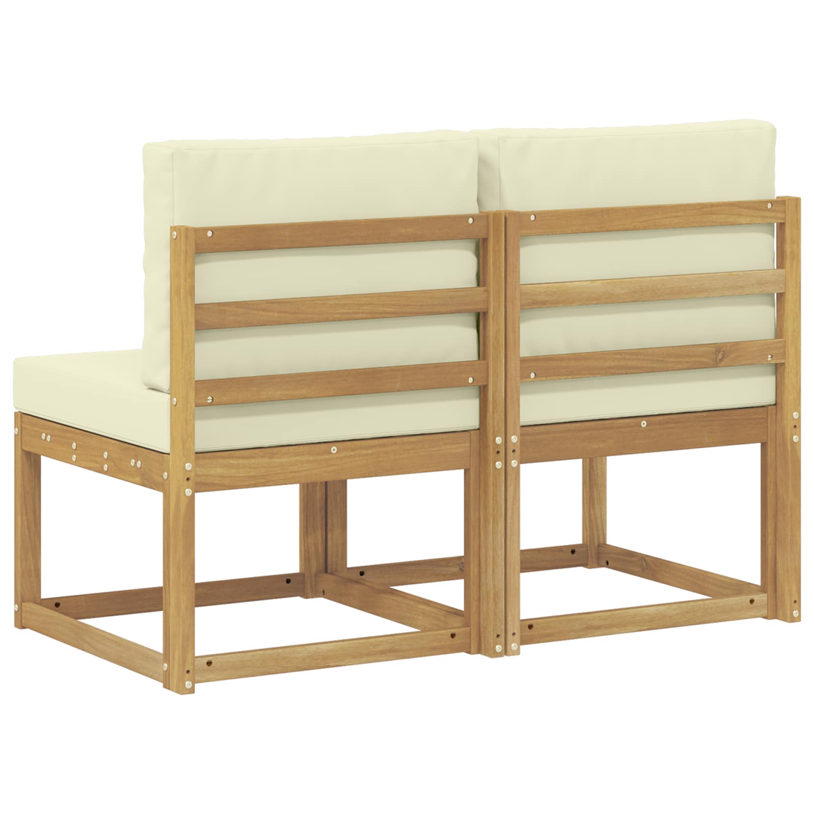 2 Stk Udendørs Mellem Sofa Massivt Akacietræ Hvid