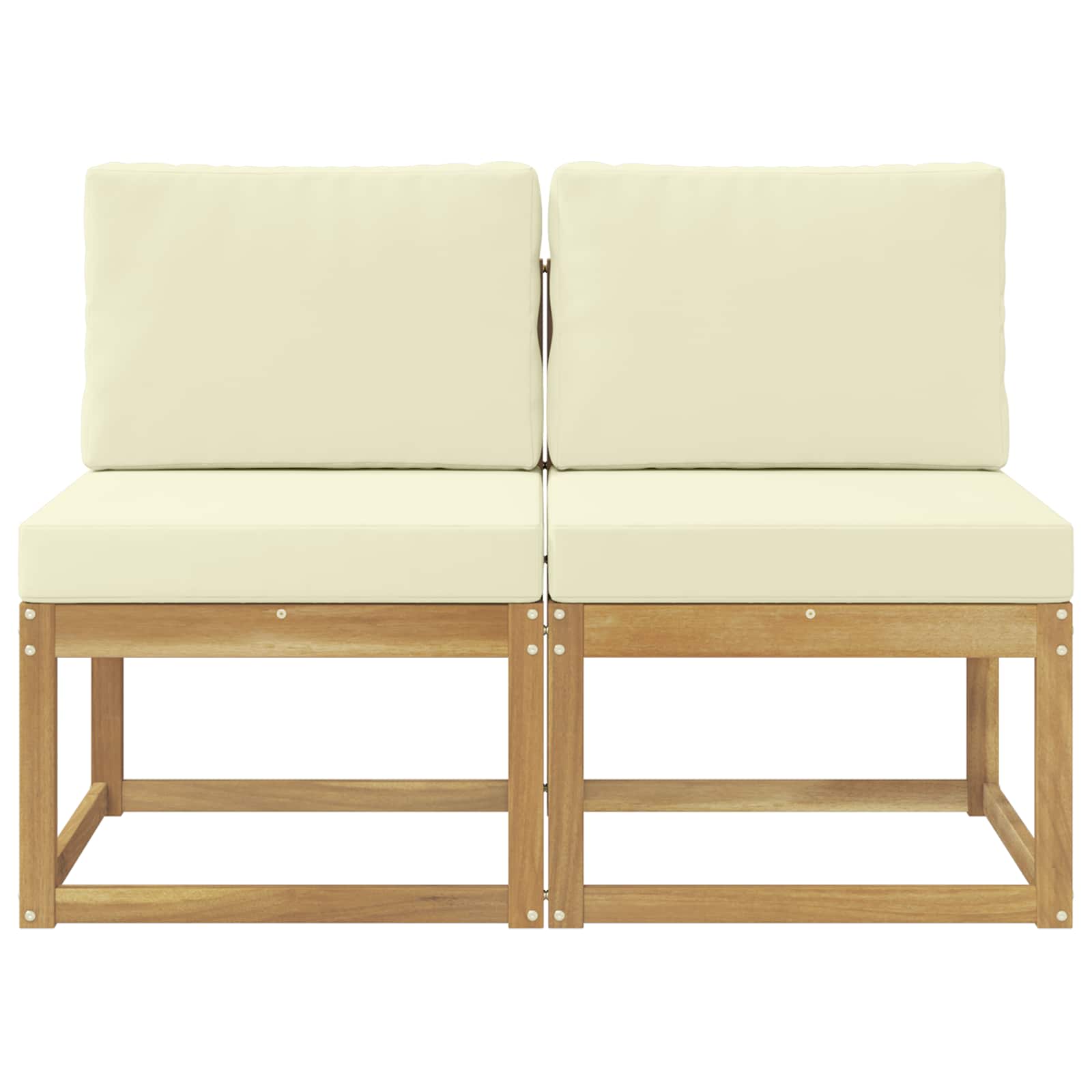 2 Stk Udendørs Mellem Sofa Massivt Akacietræ Hvid