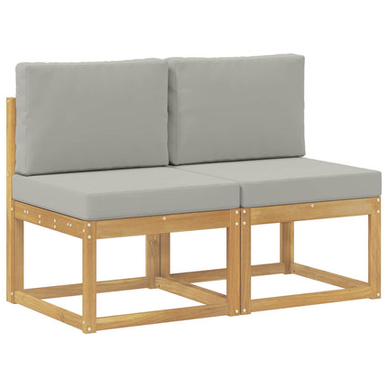 2 Stk Udendørs Mellem Sofa Massivt Akacietræ Hvid