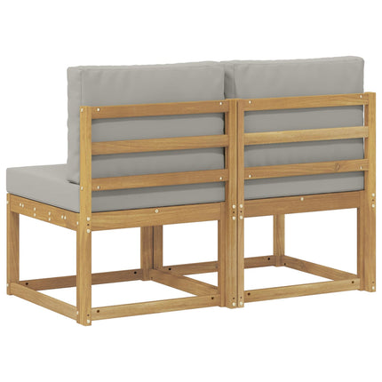 2 Stk Udendørs Mellem Sofa Massivt Akacietræ Hvid