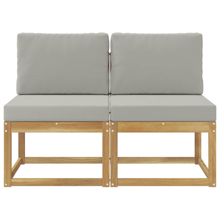 2 Stk Udendørs Mellem Sofa Massivt Akacietræ Hvid