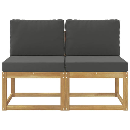 2 Stk Udendørs Mellem Sofa Massivt Akacietræ Hvid