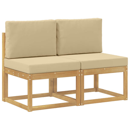2 Stk Udendørs Mellem Sofa Massivt Akacietræ Hvid